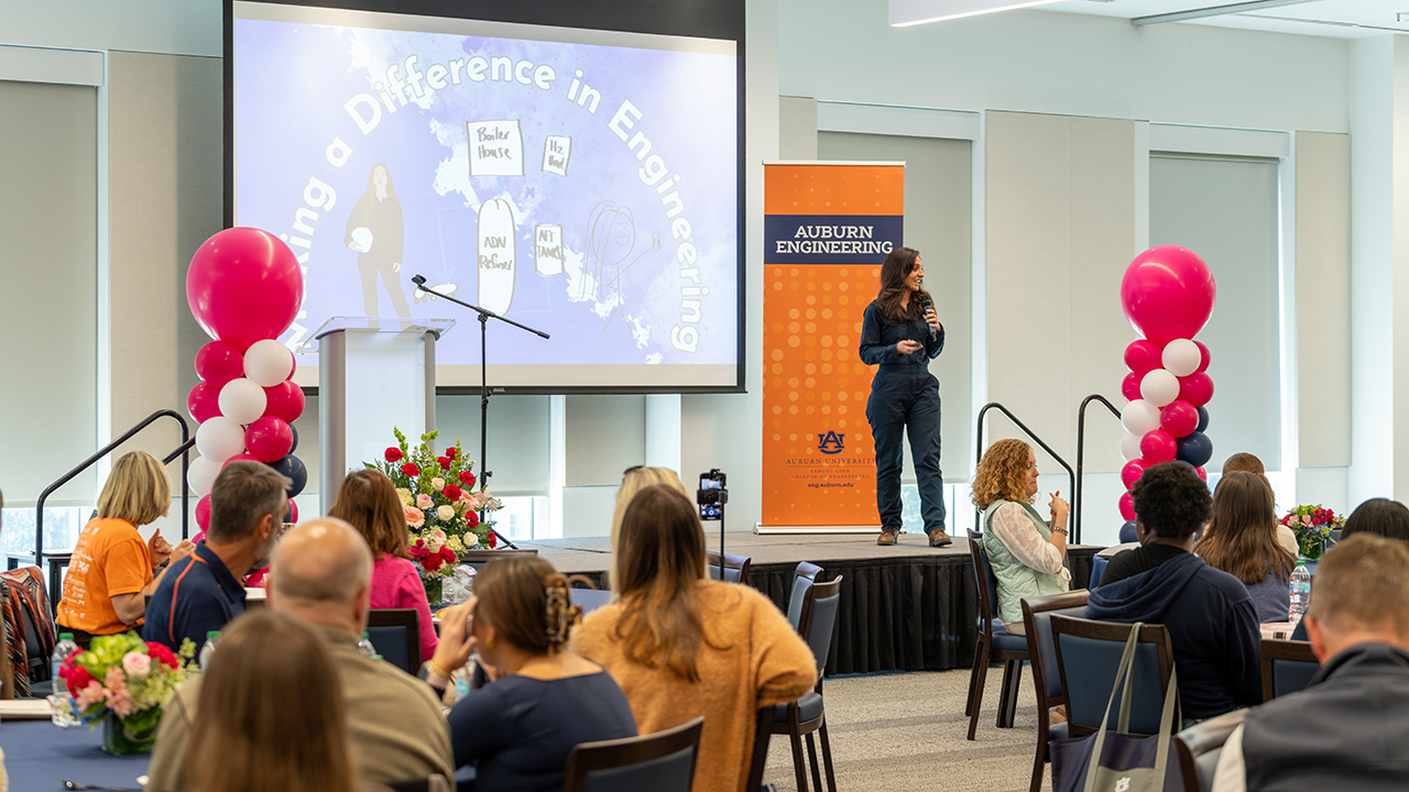 Ruha Tacey, a 2012 Auburn chemical engineering graduate who has gone viral on social media as a STEM advocating influencer, served as the keynote speaker for this year's MADE@AU event.